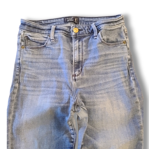Abercrombie & Fitch Simone Stretch High Rise Distressed Blue Denim Jeans Size 29 - Picture 4 of 8